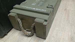 Vintage Military 105mm M1 Howitzer Wooden Ammo Crate