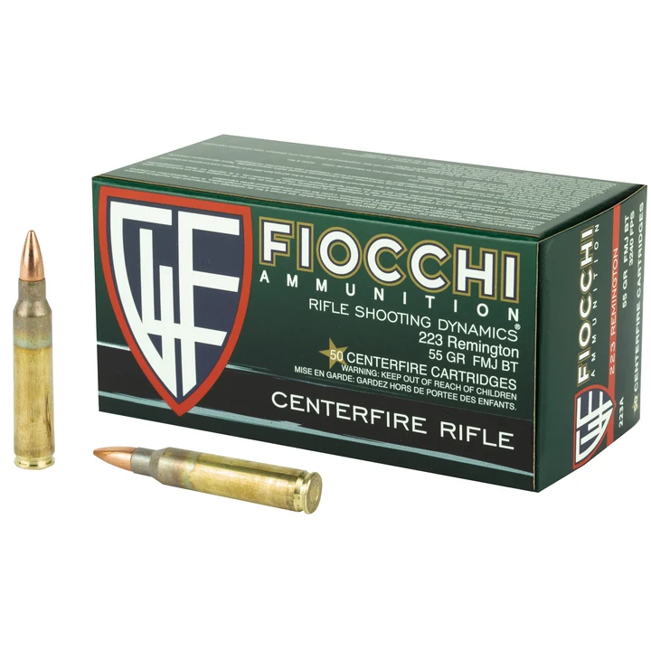 Fiocchi Ammunition .223 Remington 55 Grain Full Metal Jacket Boat Tail projectile (x50)